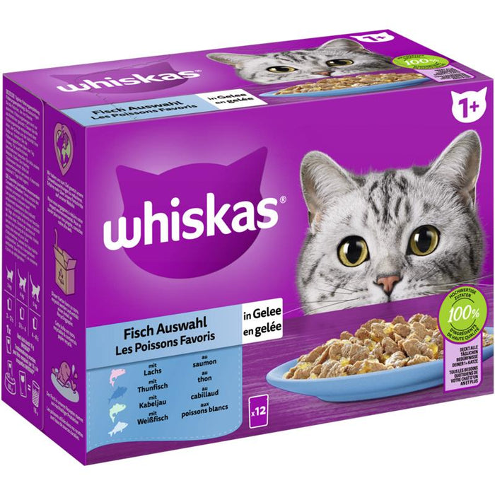 Whiskas 1+ Fisch Auswahl Gelee 12x85g 4er Pack