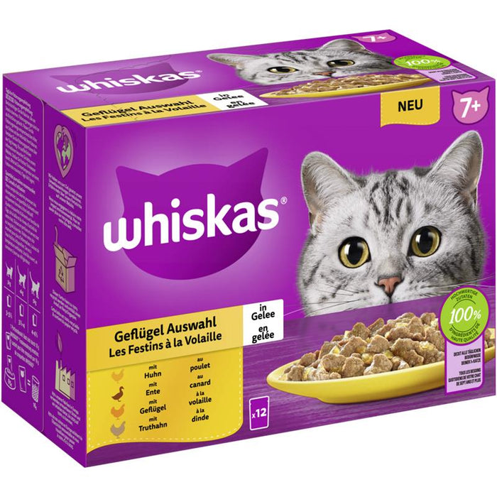 Whiskas 7+ Geflügel Auswahl Gelee 12x85g 4er Pack