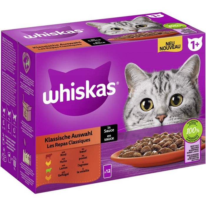 Whiskas 1+ Kla. Auswahl Sauce 12x85g 4er Pack
