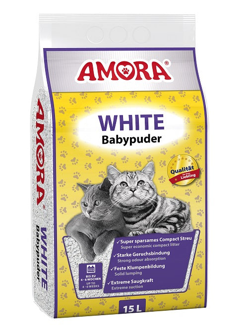 Amora White Katzenstreu m. Babypuderduft