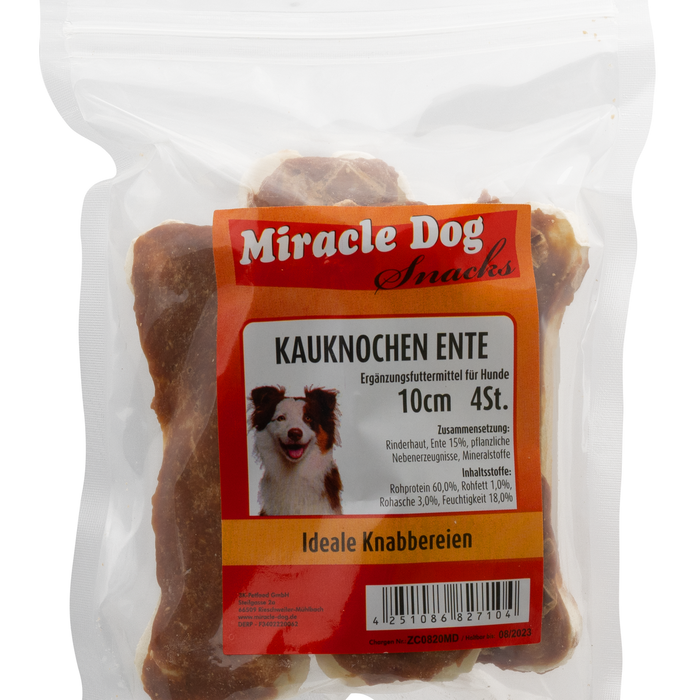 Miracle Dog Kauknochen Ente 10cm - 4 Stück - 16er Pack