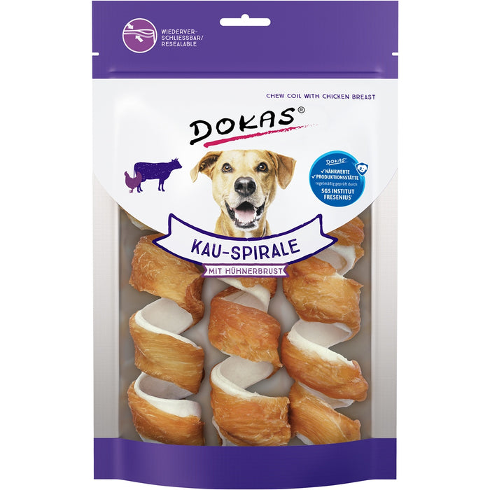 Spirale à mâcher Dokas snack pour chien avec filet de poulet 110g