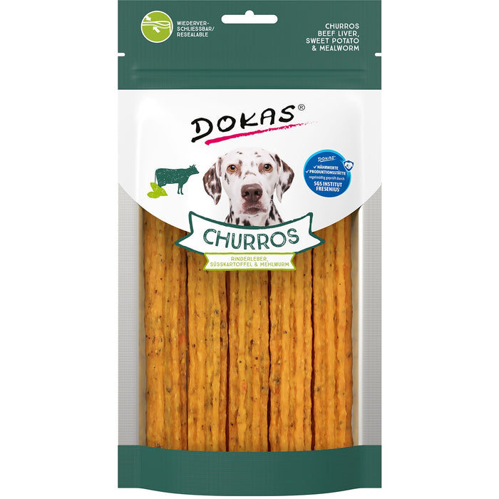 Dokas Dog Churros mit Rinderleber, Süsskartoffel & Mehlwurm