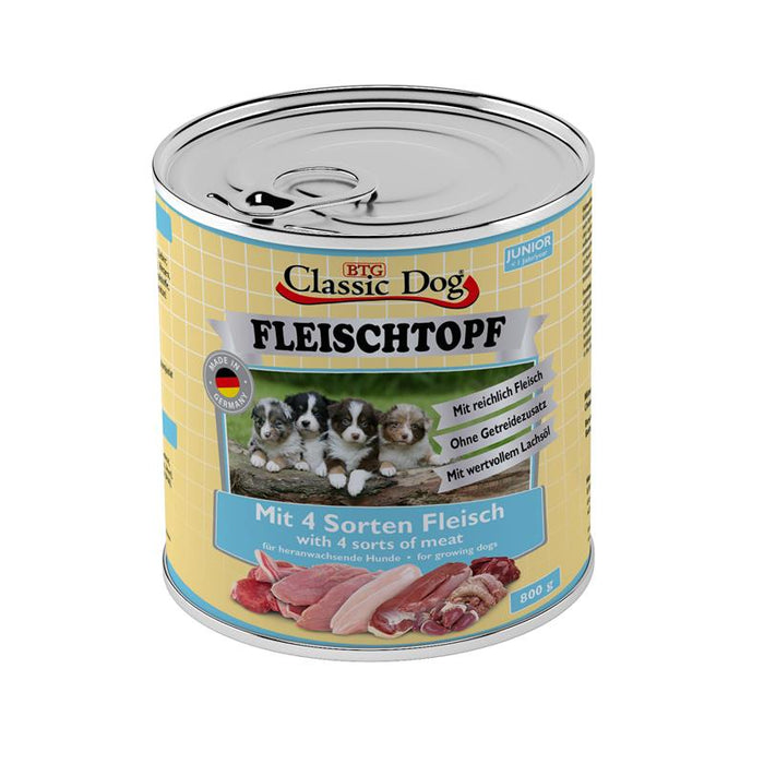 Classic Dog Can Meat Pot Junior Avec 4 types de viande 6x800g