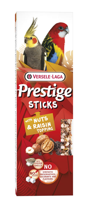 Versele Prestige Sticks Großsittiche mit Nüssen & Rosinentopping