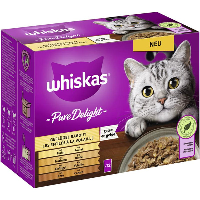 Whiskas Pure Del. Geflügel Rag Gelee 12x85g 4er Pack