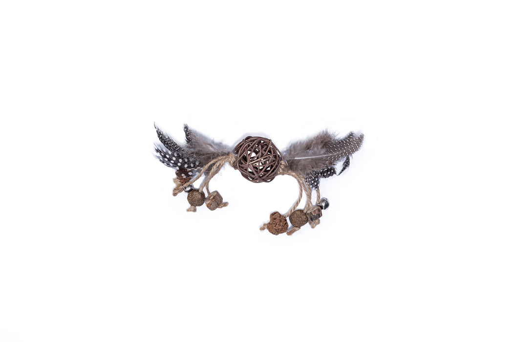 Quapas Cat Toy Rattan Ball with Feathers