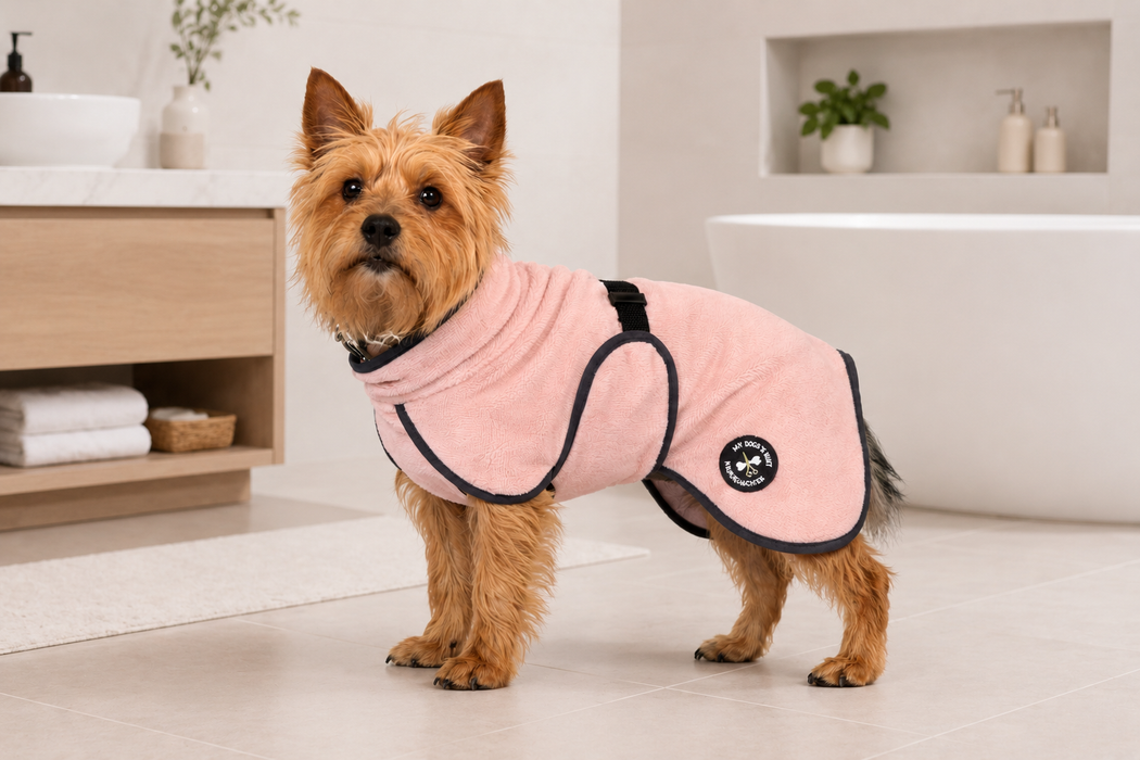 Hundebademantel & Schlafmantel (2-in-1) „Luxury Pink“