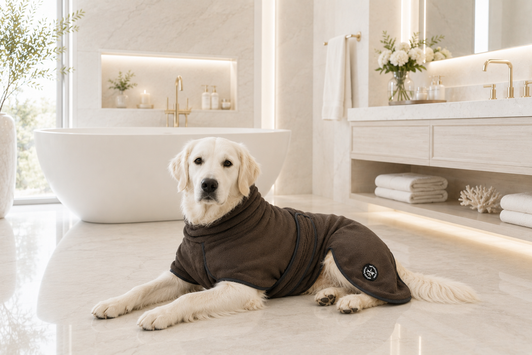 Hundebademantel & Schlafmantel (2-in-1) „Truffle Brown“