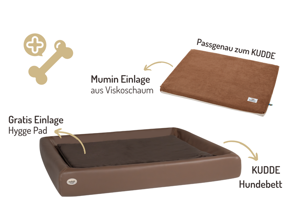 Orthopädisch-Plus Bundle | KUDDE Hundebett + Mumin Einlage Alltid