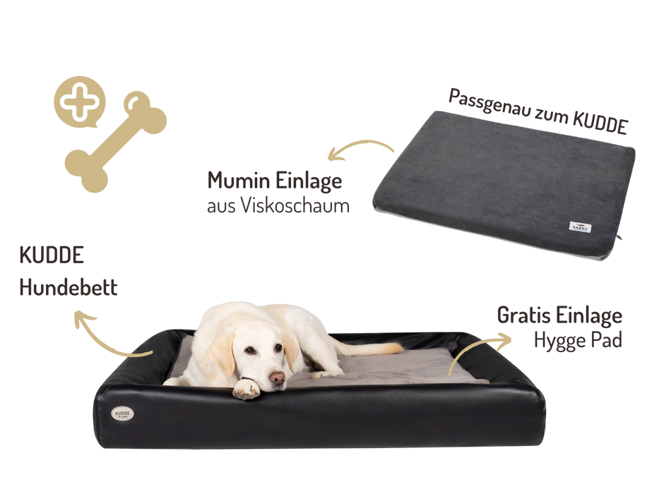 Orthopädisch-Plus Bundle | KUDDE Hundebett + Mumin Einlage Alltid