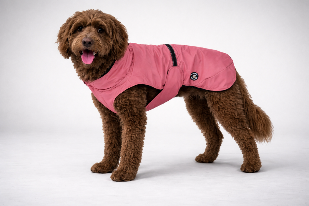 Hunderegenjacke mit Rückenöffnung "Blush Pink" - NEU