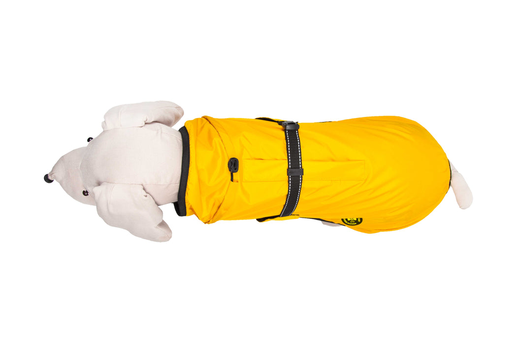 Hunderegenjacke mit Rückenöffnung "Sunshine Yellow"