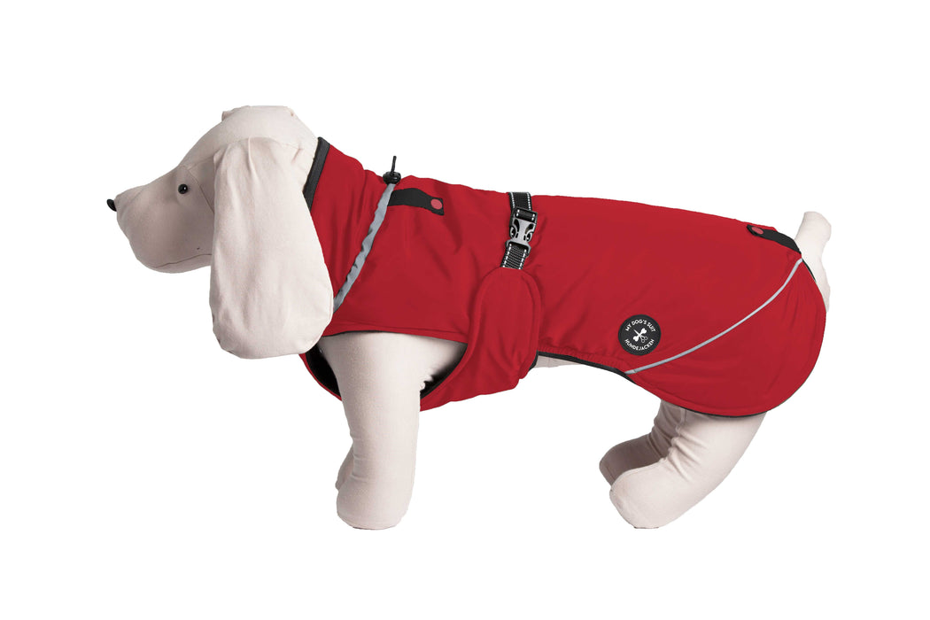 Hundewinterjacke "Cranberry Red" - besonders warm - NEU mit Rückenöffnung