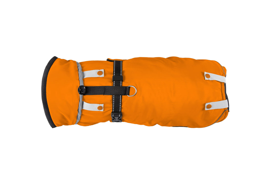 Hundewinterjacke „Sunrise Orange" - besonders warm - NEU mit Rückenöffnung