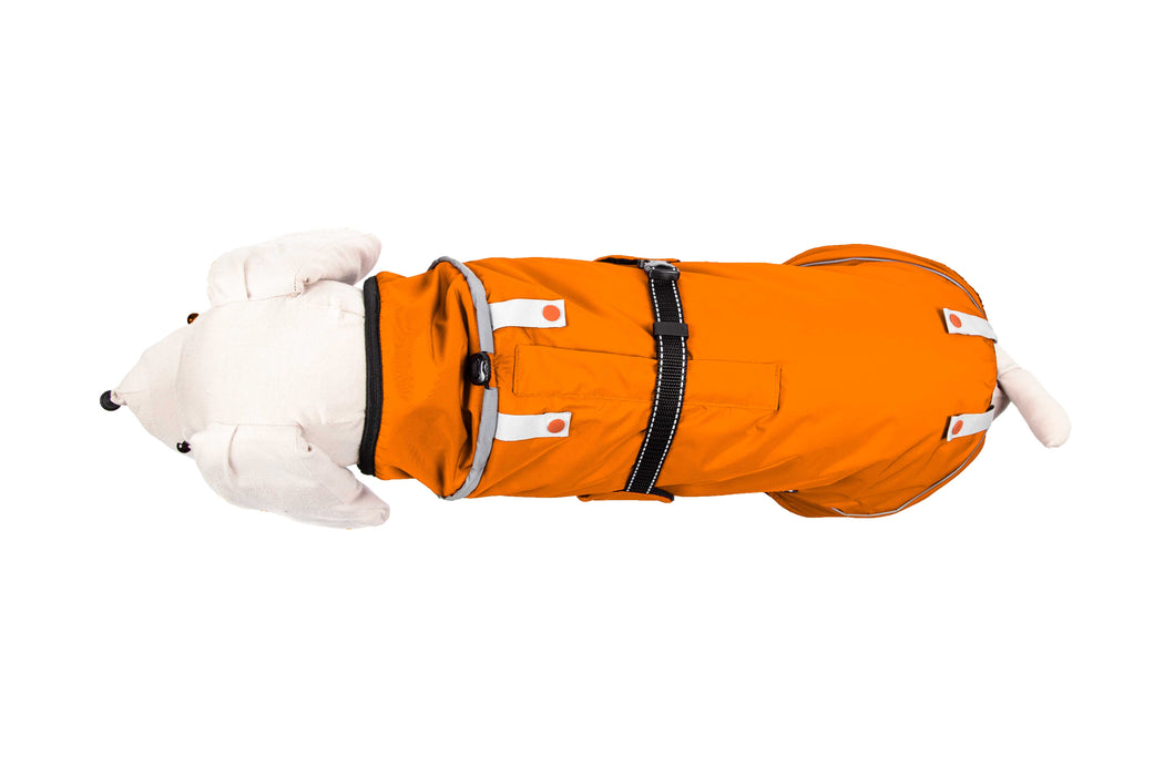 Hundewinterjacke „Sunrise Orange" - besonders warm - NEU mit Rückenöffnung