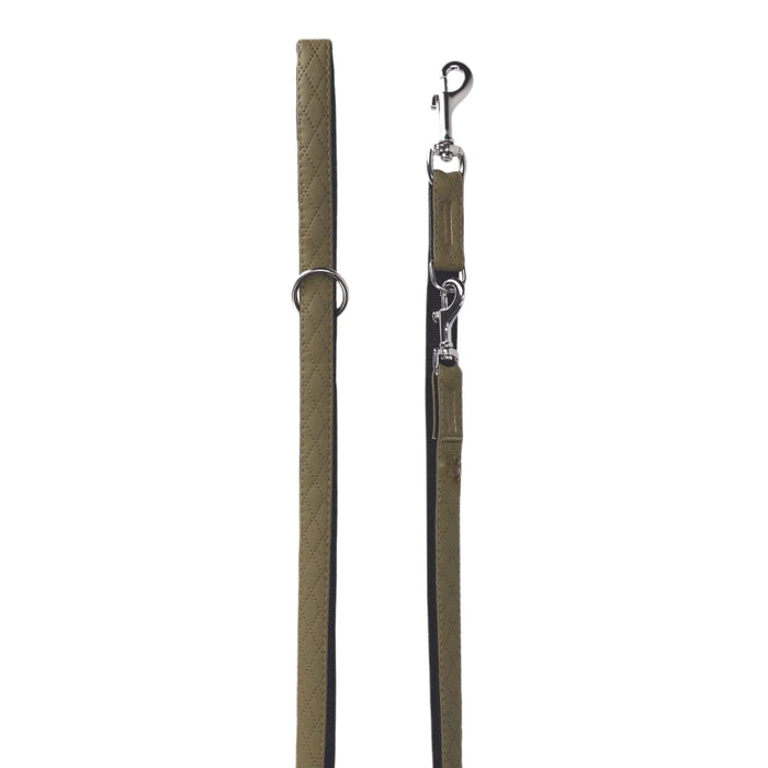 Leine Khakigrün Aus Nylon Längenverstellbar Im Rautendesign