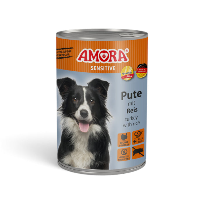 muunchy.de AMORA Dog Sensitive Nassfutter Pute mit Reis in der 400g Dose für ernährungssensible Hunde