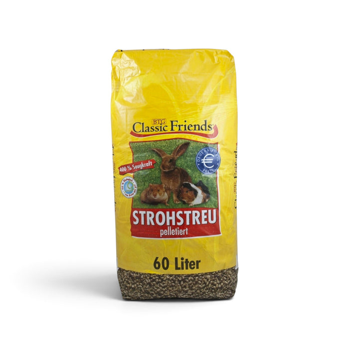 muunchy.de Classic Friends Strohstreu in 60 Liter Packung, natürliches, staubarmes Kleintierstreu aus Strohpellets