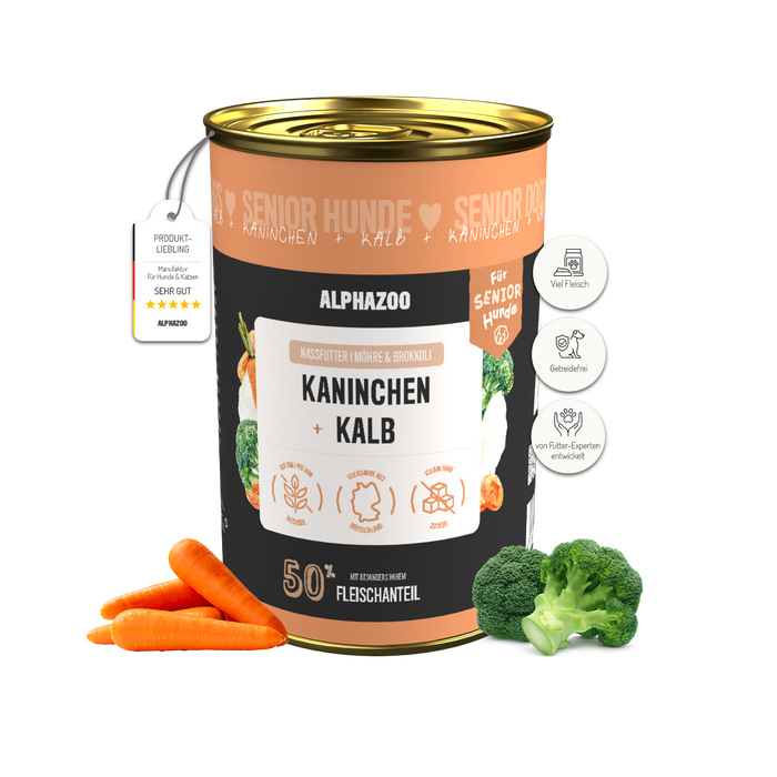 Kaninchen + Kalb Nassfutter für Senior Hunde