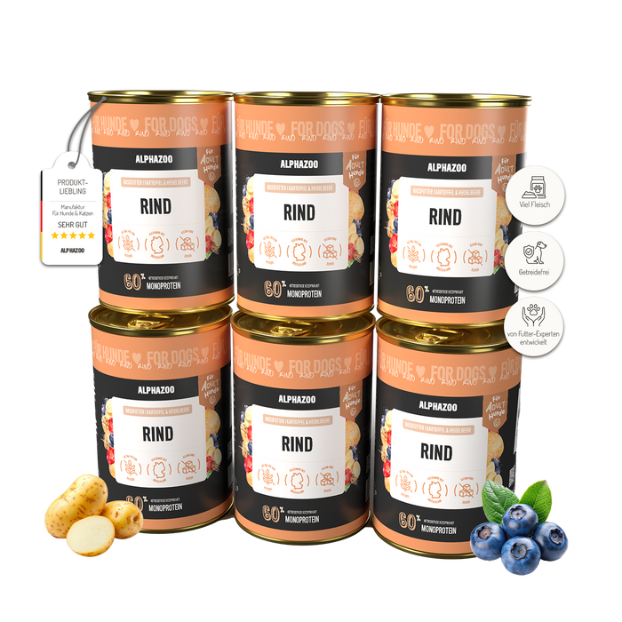 Monoprotein Rind Nassfutter für Hunde