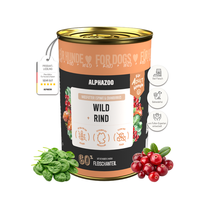 Wild + Rind Nassfutter für Adult Hunde
