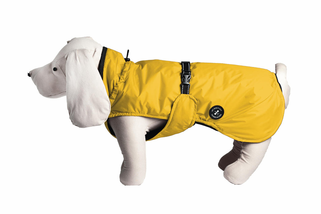 Hunderegenjacke mit Rückenöffnung "Sunshine Yellow"
