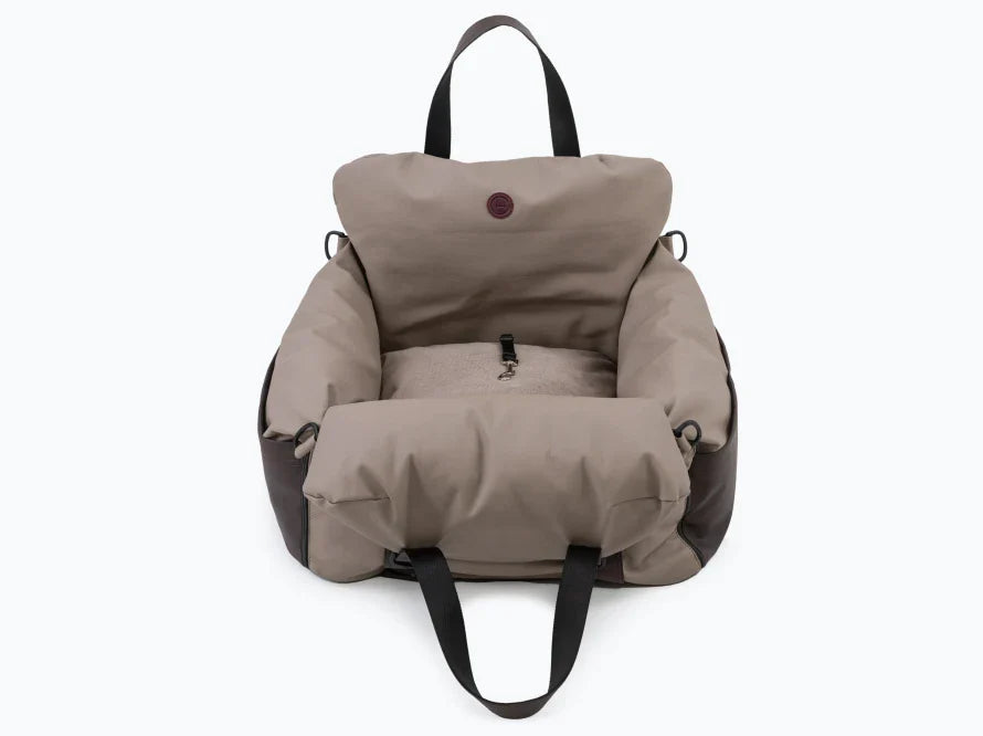 BUGGY MOKKO Autositz für Hunde aus Kunstleder und Möbelvelour für Miniatur- und kleine Hunde / Hundetransporttasche / Wasserdicht / Premium